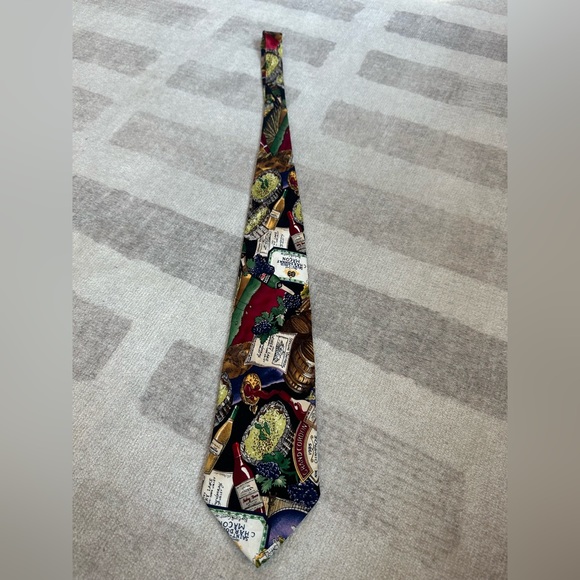 Vintage 1993 Nicole Miller Wine Silk Tie - Picture 4 of 6